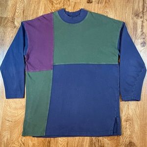 Vintage 80’s Bechamel Color Blocked Mock Neck Pullover Unisex Size Medium